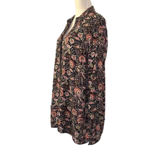 J Jill Dark Floral Paisley Button Front Tunic Top With Pockets Size Large - Picture 3 of 11